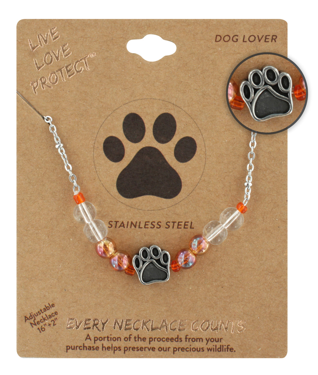 LIVE LOVE PROTECT™ NECKLACE WITH DOG PAW
