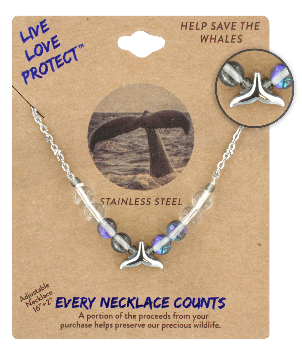 LIVE LOVE PROTECT™ NECKLACE WITH WHALE TAIL